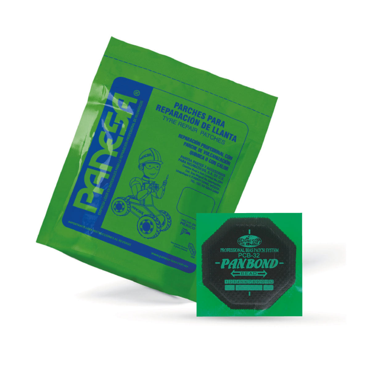 Parches Pcb32 Bolsa 50pz - Panesa (Lote con protector adherido al hule un poco más fuerte de lo habitual.)